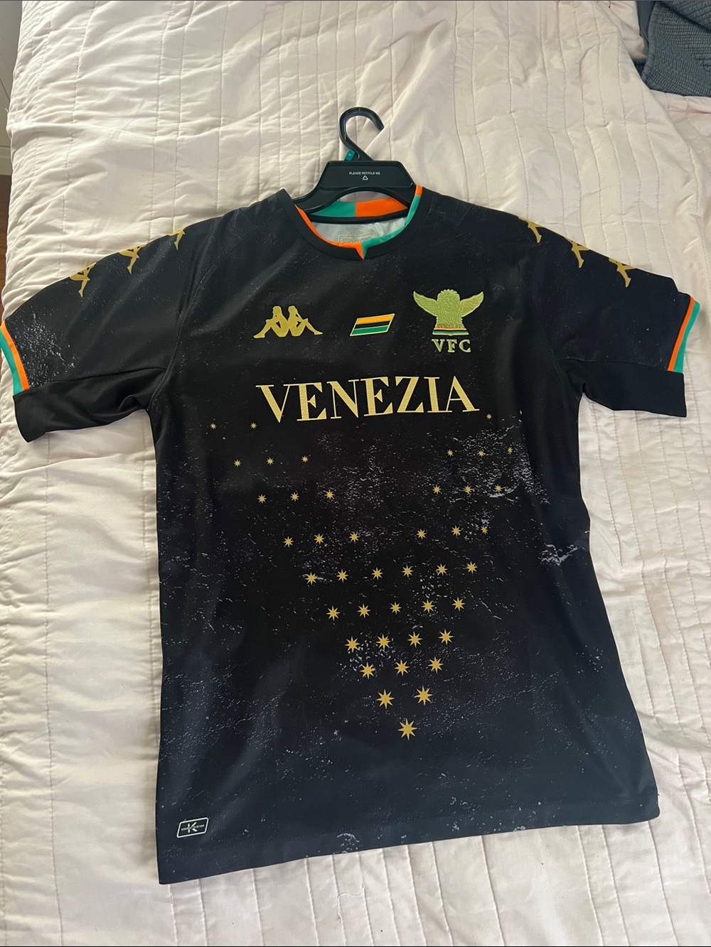 Kappa Venezia Black Jersey with Gold Crest and Star Graphic